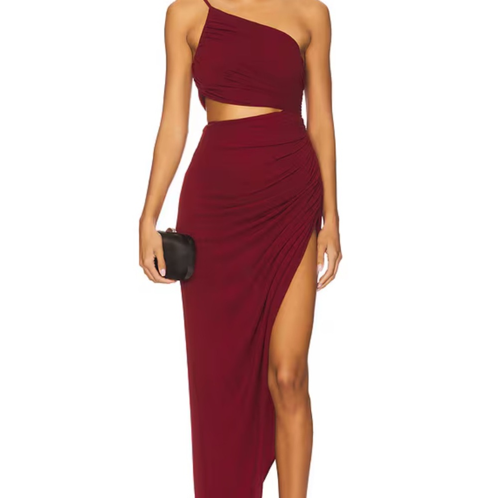 Revolve NBD One-Shoulder Burgundy Dress